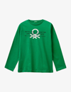 BENETTON BENETTON BOYS BENETTON GREEN KIDS LOGO-PRINT LONG-SLEEVED COTTON-JERSEY T-SHIRT 6-14 YEARS,60038051