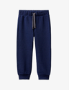 Benetton Kids' Logo-embroidered Tapered-leg Organic-cotton Jogging Bottoms 1-6 Years In Navy