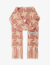 Acne Studios Vadik Houndstooth Wool-blend Scarf In Dusty Pink/pink