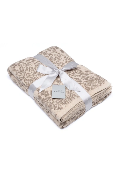 Natori Serenity Jacquard Blanket In Toasted Taupe