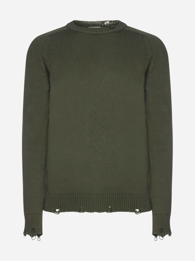 Saint Laurent Cotton Sweater In Marrone