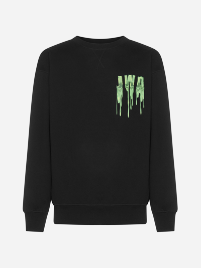 Jw Anderson Slime-logo Graphic-print Cotton-jersey Sweatshirt In Black