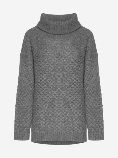 Malo Mesh Alpaca, Silk And Wool Sweater In Foschia