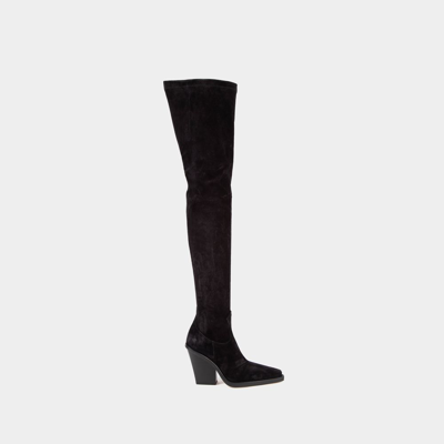 Paris Texas 100mm Vegas Suede Over-the-knee Boots In Black