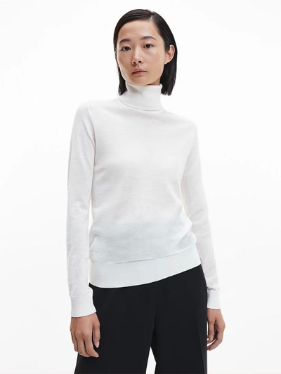 Calvin Klein Maglione A Collo Alto In Lana Merino Slim Bianca K20k204770  Ybl In White | ModeSens