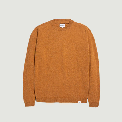 Norse Projects Sigfred Merino Wool Solid Regular Fit Crewneck Sweater In Yellow,brown