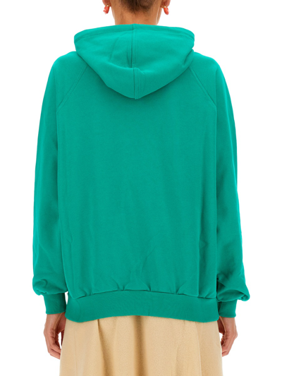 Sunnei Fern Green Logo Embroidery Hoodie