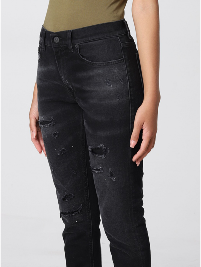 Dondup Mila Distressed Straight-leg Jeans In Black