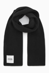 Cos Ribbed Wool And Cashmere-blend Scarf In Black