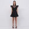 Simkhai Monique Organza Ruffle Sleeve Mini Dress In Black