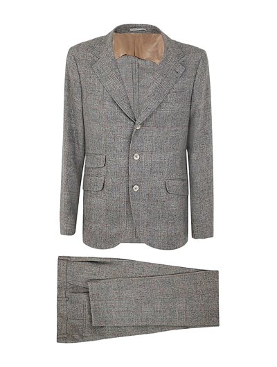 Brunello Cucinelli Prince Of Wales Deconstructed Suit In Grey