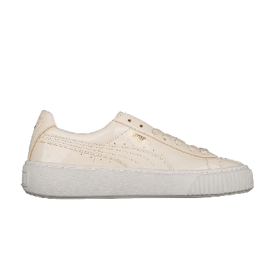Pre-owned Puma Wmns Basket Platform Patent Leather In Cream