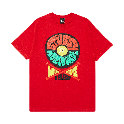 Pre-owned Stussy World Wide Wax Roots Tee 'red'