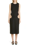 Puppets And Puppets Column Cutout Wool Blend Midi Dress In Black