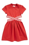 FENDI KIDS' FF LOGO CUTOUT COTTON DRESS