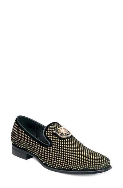 Stacy Adams Swagger Venetian Loafer In Black/gold