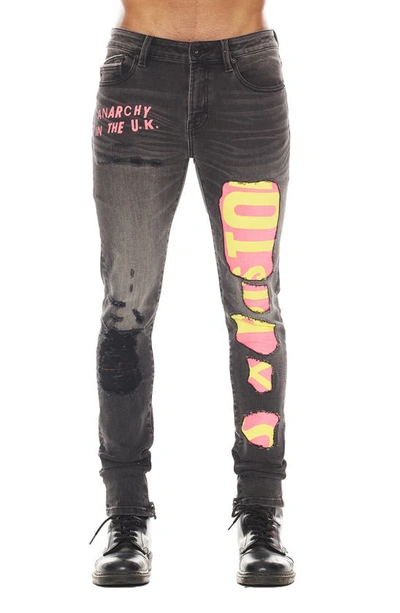 Cult Of Individuality Punk Sex Pistols Distressed Rigid Super Skinny Jeans In Bollocks