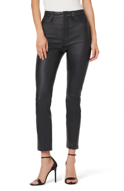 Hudson Harlow Leather Ultra High Waist Cigarette Jeans In Black