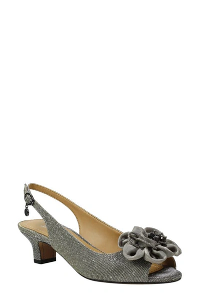 J. Reneé Leonelle Slingback Kitten Heel Sandal In Pewter Glitter Fabric