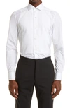 Zegna Micro Striped Trecapi Tailored Fit Long Sleeve Shirt In White