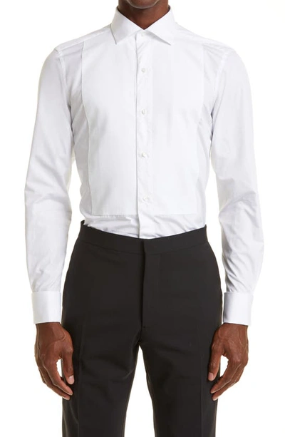 Zegna Cotton Tuxedo Shirt In White