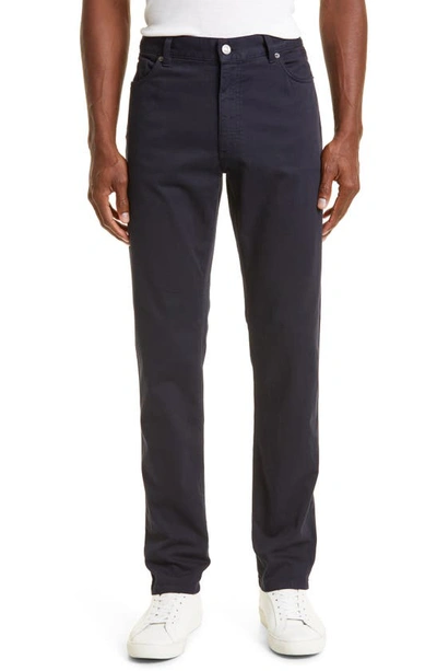 Zegna City Fit Stretch Cotton Pants In Navy