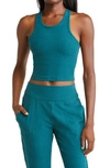 Beyond Yoga Focus Crop Racerback Performance Tank In Deep Sea Heather