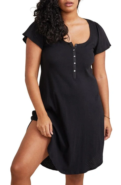 Hatch Women's The Pointelle Maternity Nursing Friendly Nightgown In Black