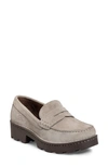Brn Carrera Suede Loafer In Taupe Suede