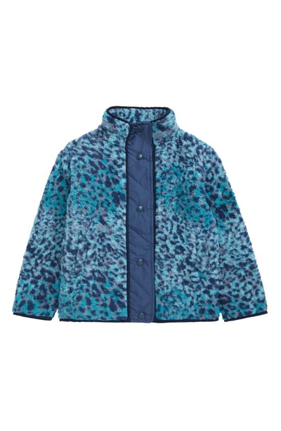 Tucker + Tate Kids' Fluffy High-pile Fleece Jacket In Teal Gem Ombre Leopard Spots