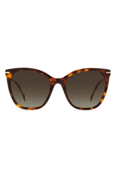 Carolina Herrera 56mm Cat Eye Sunglasses In Havana / Brown Gradient