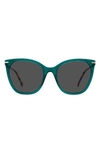 Carolina Herrera 56mm Cat Eye Sunglasses In Green Havana / Grey