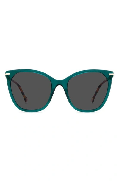 Carolina Herrera 56mm Cat Eye Sunglasses In Green Havana / Grey