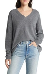 Treasure & Bond V-neck Sweater In Grey Dark Heather