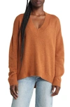 Treasure & Bond V-neck Sweater In Rust Leather