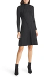 French Connection Mari Ribbed Long Sleeve Sweater Dress In Charcoal Mel/black