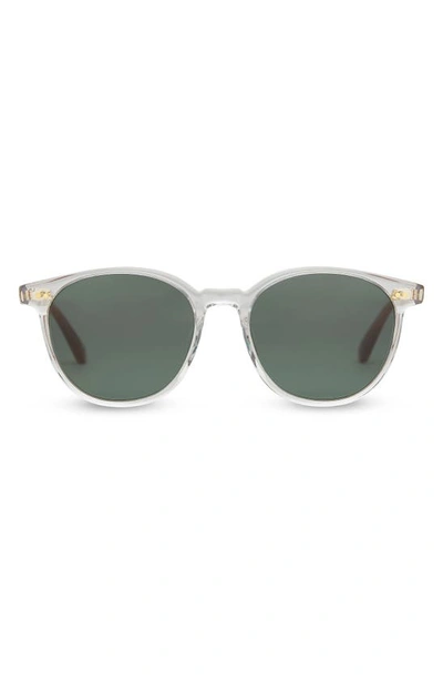 Toms Bellini Vinta 52mm Polarized Round Sunglasses In Crystal/green Grey Polar