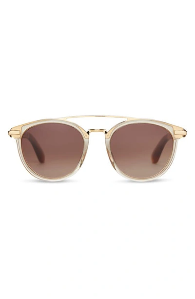 Toms Harlan Champa 51mm Round Sunglasses In Crystal/ Brown Gradient