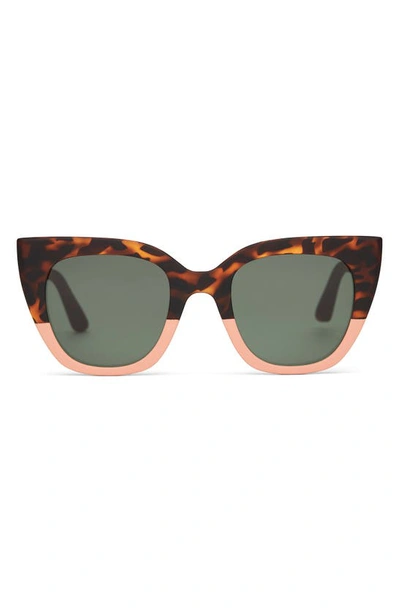 Toms Traveler Sydney 50mm Small Cat Eye Sunglasses In Tort Coral Fade/ Green Grey