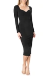 Dress The Population Sonia Long Sleeve Dress In Black