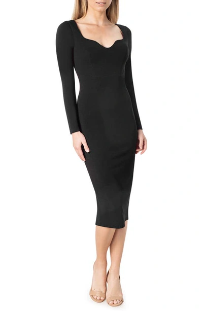 Dress The Population Sonia Long Sleeve Dress In Black