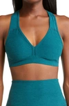 Beyond Yoga Spacedye Lift Your Spirits Sports Bra In Deep Sea Heather