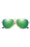 Smith Langley 60mm Chromapop™ Polarized Aviator Sunglasses In Gold / Green Mirror