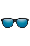 Smith Lowdown Slim 2 53mm Chromapop™ Polarized Square Sunglasses In Black / Blue Mirror