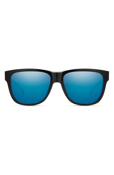 Smith Lowdown Slim 2 53mm Chromapop™ Polarized Square Sunglasses In Black / Blue Mirror