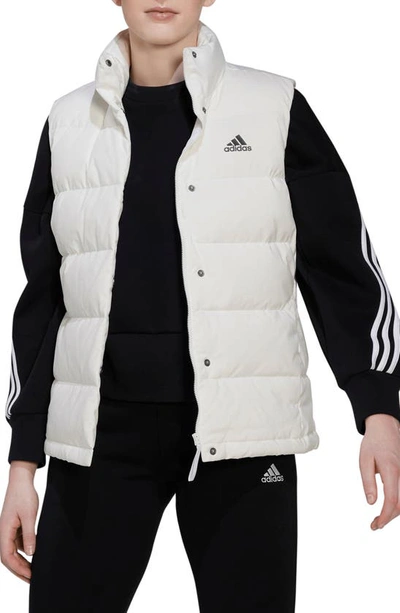 Adidas Originals Helionic Water Repellent 600 Fill Power Down Waistcoat In White