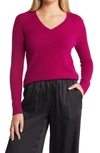 Nordstrom Cashmere Essential V-neck Sweater In Plumier