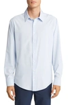 Mizzen + Main Leeward Trim Fit Solid Performance Button-up Shirt In Light Blue Solid