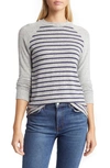 Loveappella Raglan Stripe Top In Navy