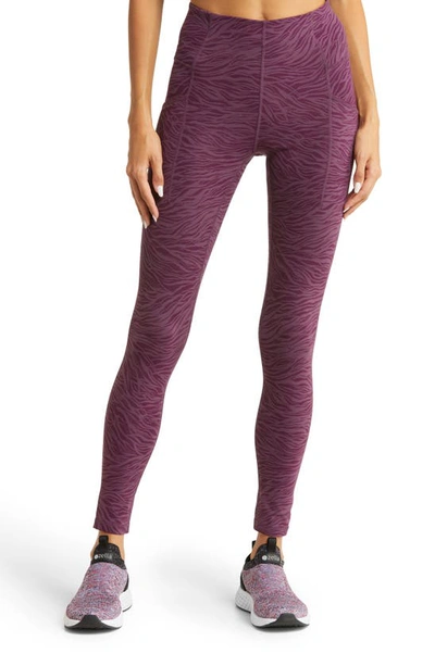 Zella Jacquard High Waist Pocket Leggings In Purple Odyssey Swell Jacquard